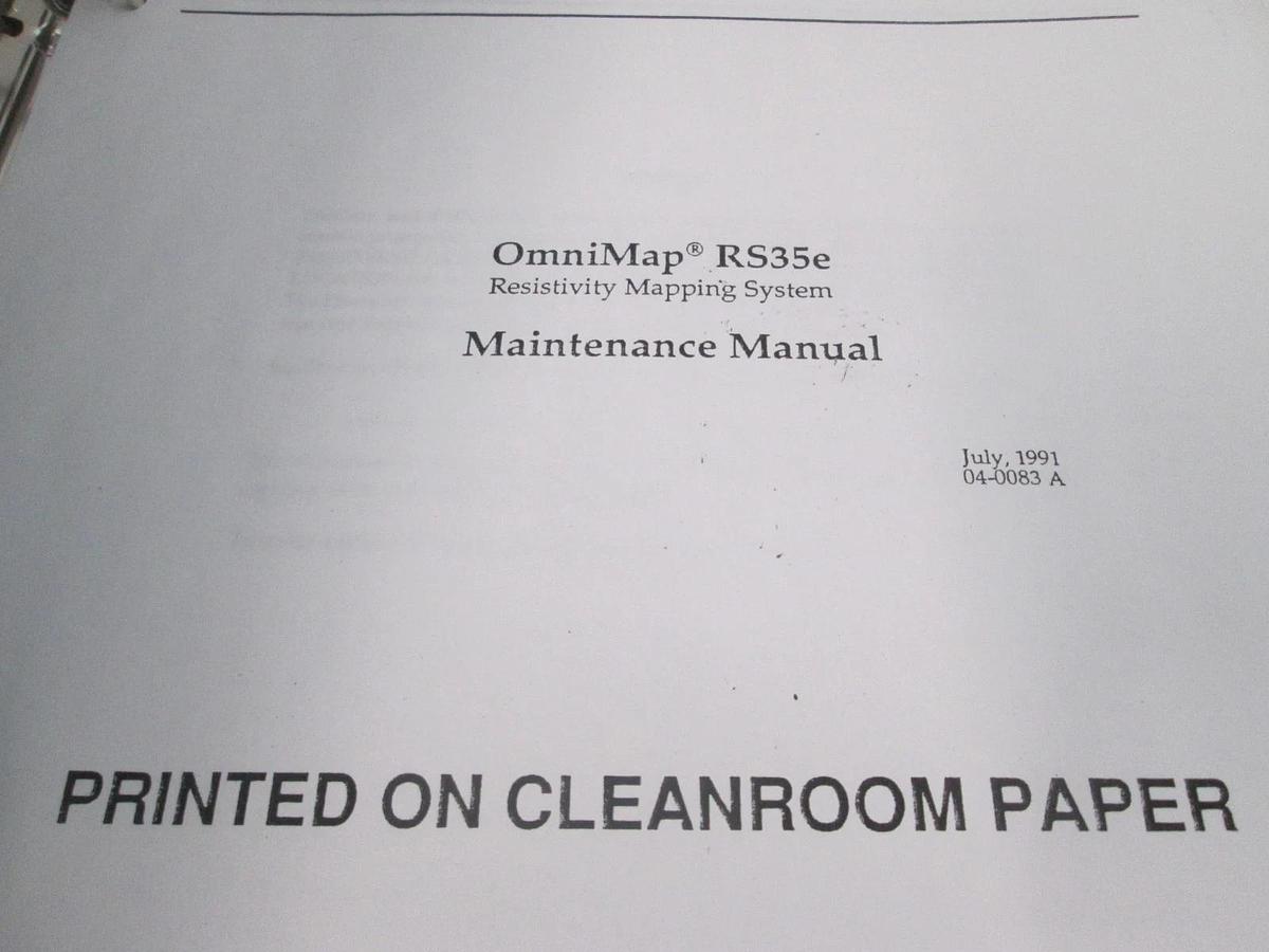 Used Prometrix, OmniMap RS35e Resistivity Mapping Maintenance Manual, 04-0083, Used