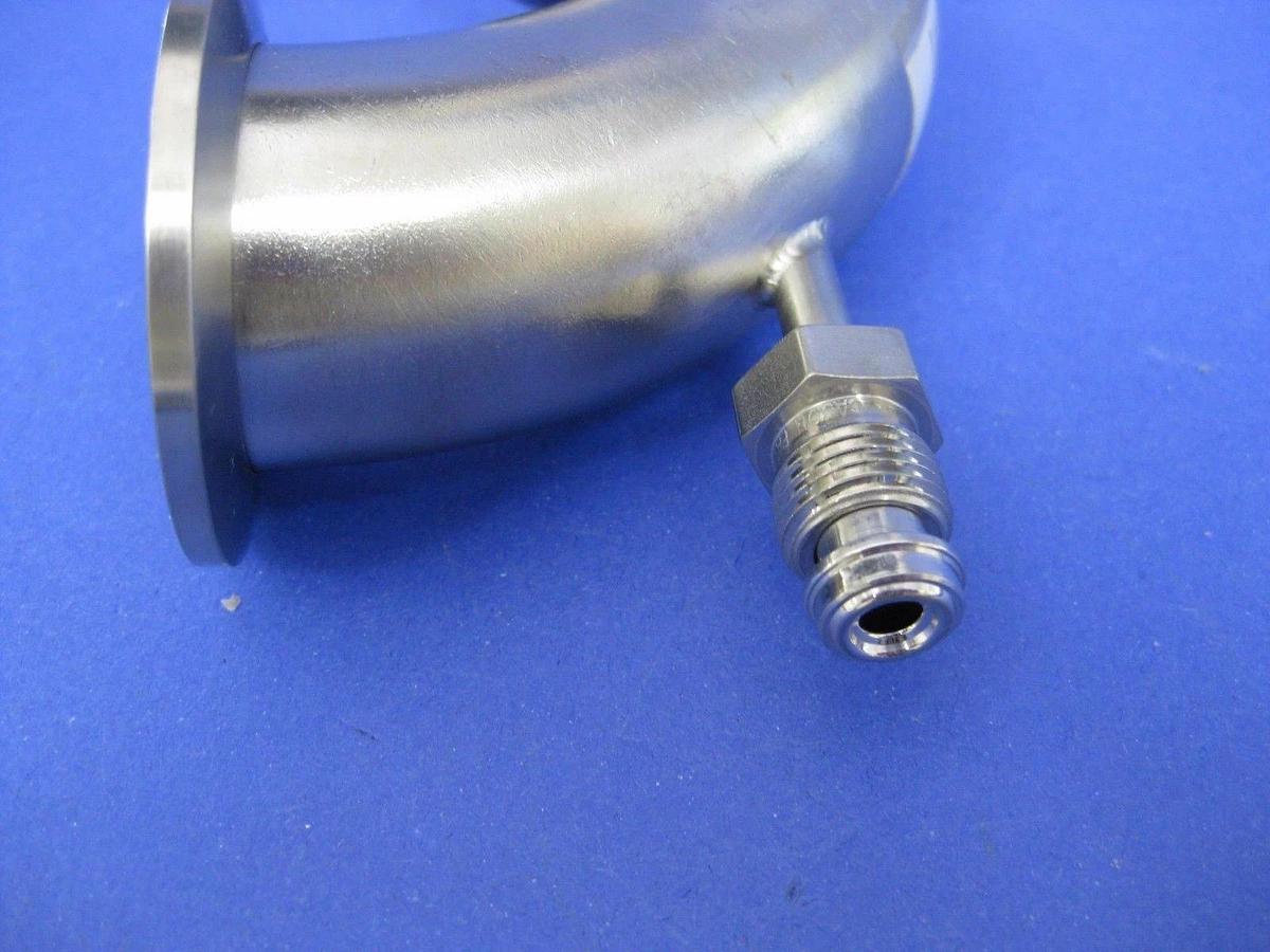Used AMAT Vacuum Tube Weldment, 135° Elbow w/ Leak Check Port NW40 Flange, New