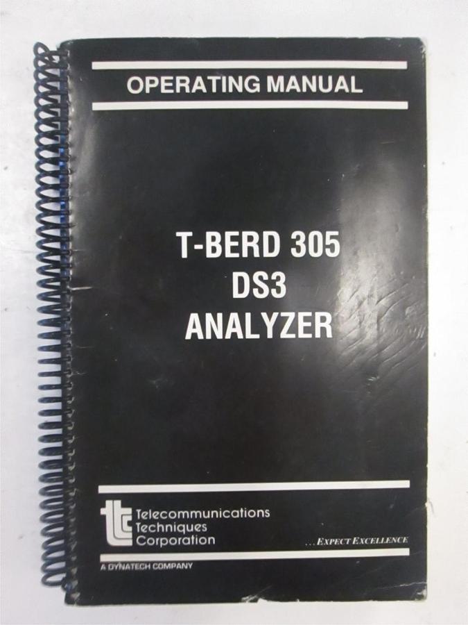 Used TTC T-Berd 305 DS3 Analyzer Operating Manual, Used