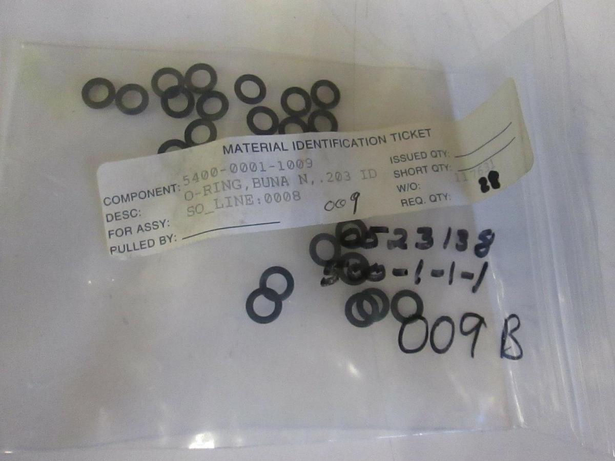 Used 5400-0001-1009, Black O-Ring, Buna 203ID, Lot of 22, NIP