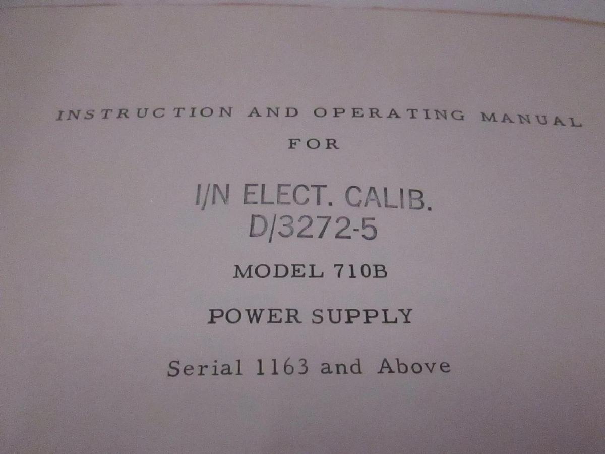 Used HP Model 710B Power Supply Instruction and Operating Manual, Used