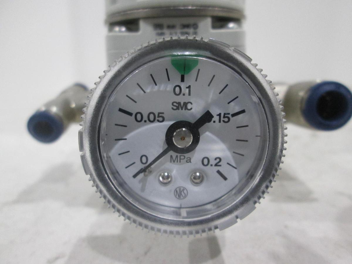 Used SMC, ARP30-N02B-Z, Regulator Assy w/ 0-.2MPa Gauge and Bracket, Used