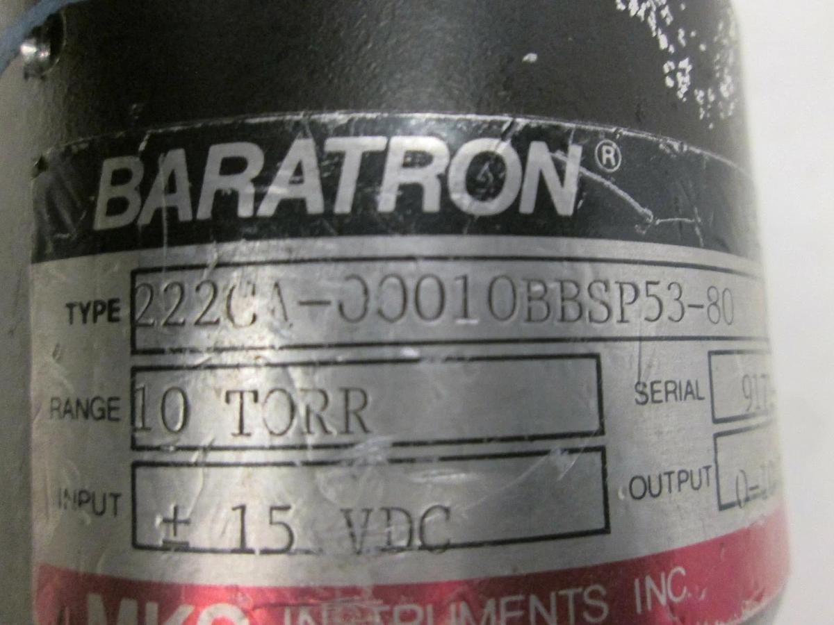 Used MKS, Baratron 10 Torr Pressure Transducer, 222CA-00010BBSP53-80, Used