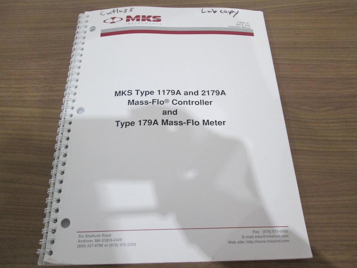 Used MKS, Type 1179A and 2179A MFC and Type 179A Meter, Instruction Manual, Used