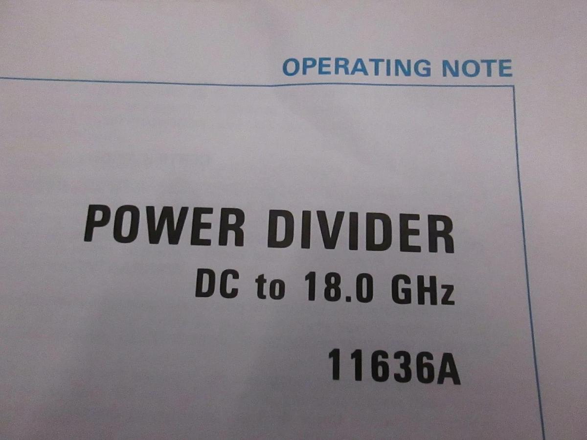 Used HP Power Divider DC to 18GHz 11636A, Operating Note, Used