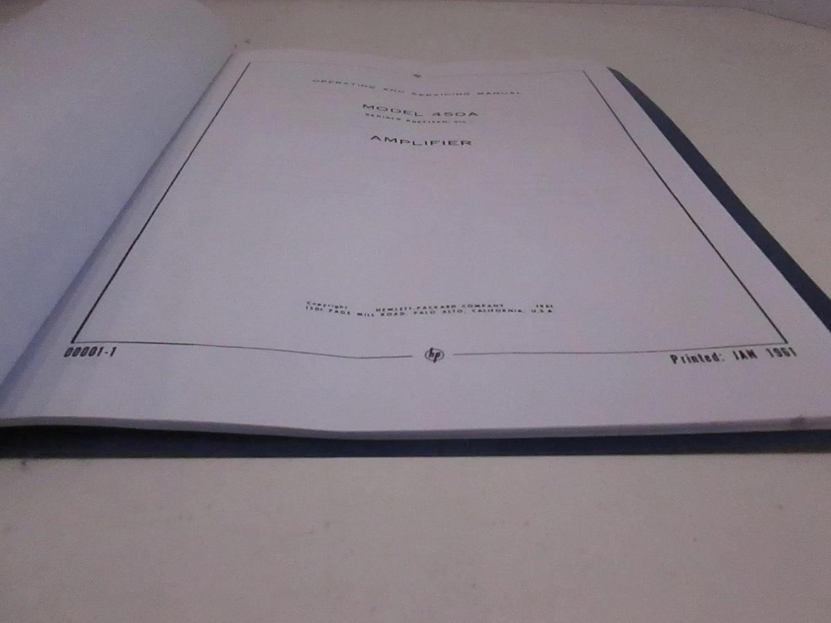 Used HP Model 450A Amplifier Operating and Servicing Manual, Used