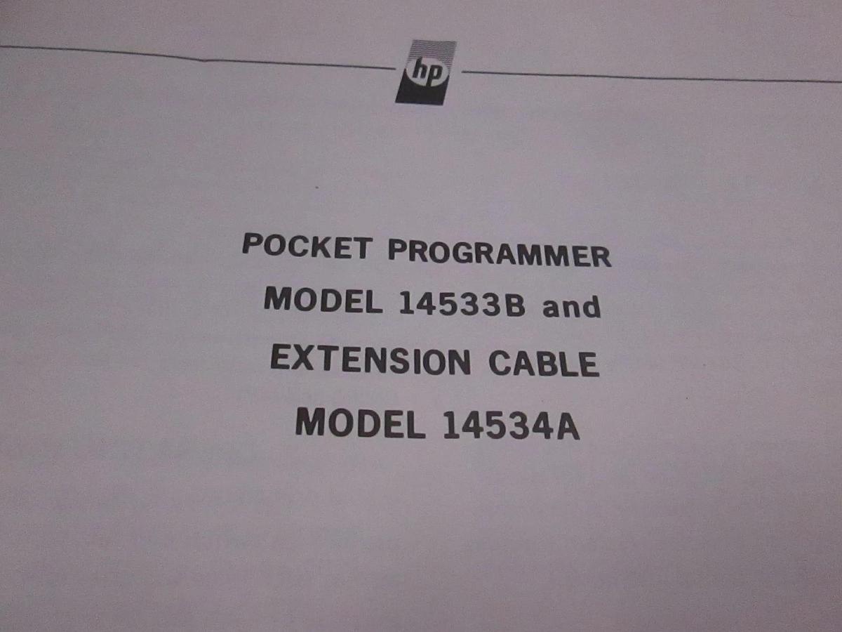 Used HP Pocket Programmer 14533B and Extension Cable 14534A Operation Manual, Used