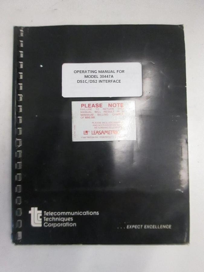Used TTC DS1C/DS2 Interface Model 30447A, Operating Manual, Used