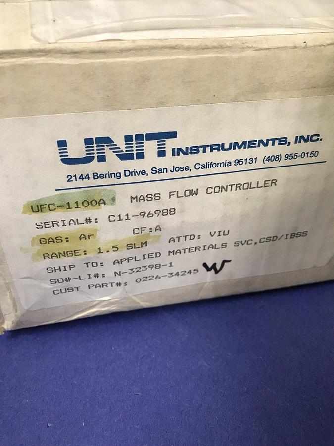 Used Unit UFC-1100A Mass Flow Controller, AR, 1.5 SLM, Refurbished