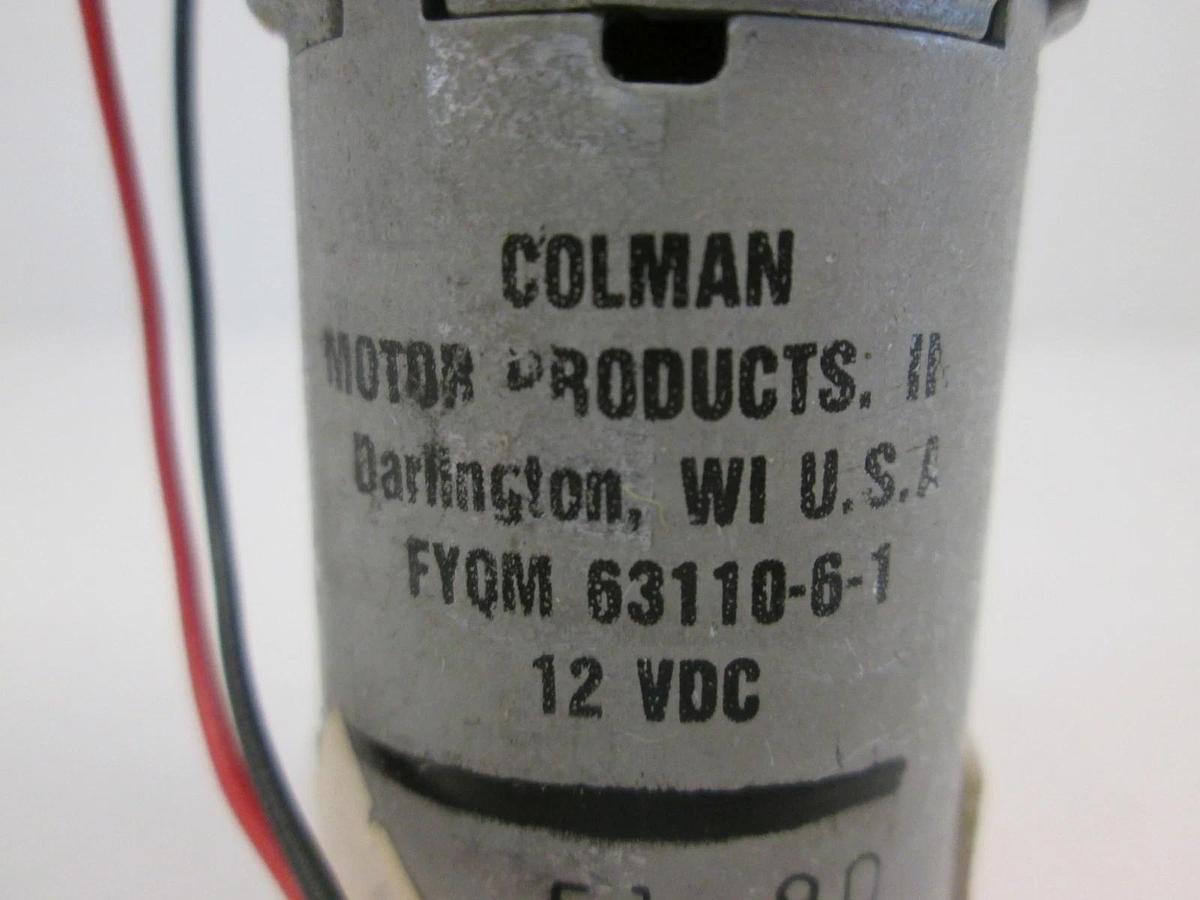Used Colman Motor Products, FYQM 63110-6-1, 12 VDC Motor, Used