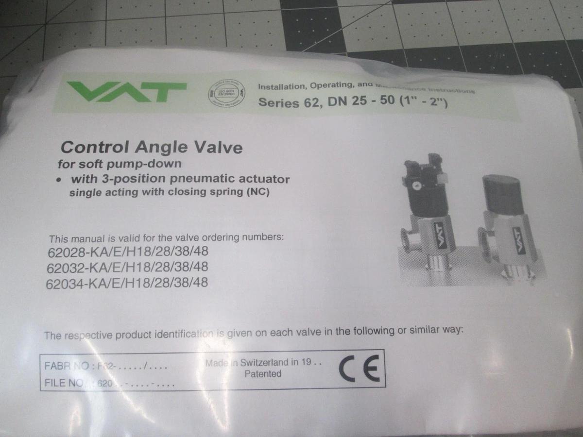 VAT Inc., 62032-KA18-AAB1/0048, Control Angle Valve w/ Manual, New