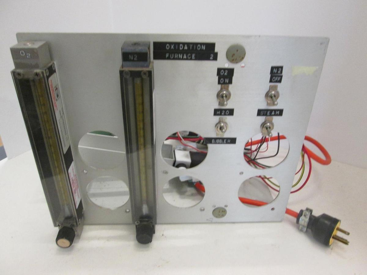 Used Oxidation Furnace for N2/ O2 Gas Flowmeter Panel w/ Solenoid Valves, Used