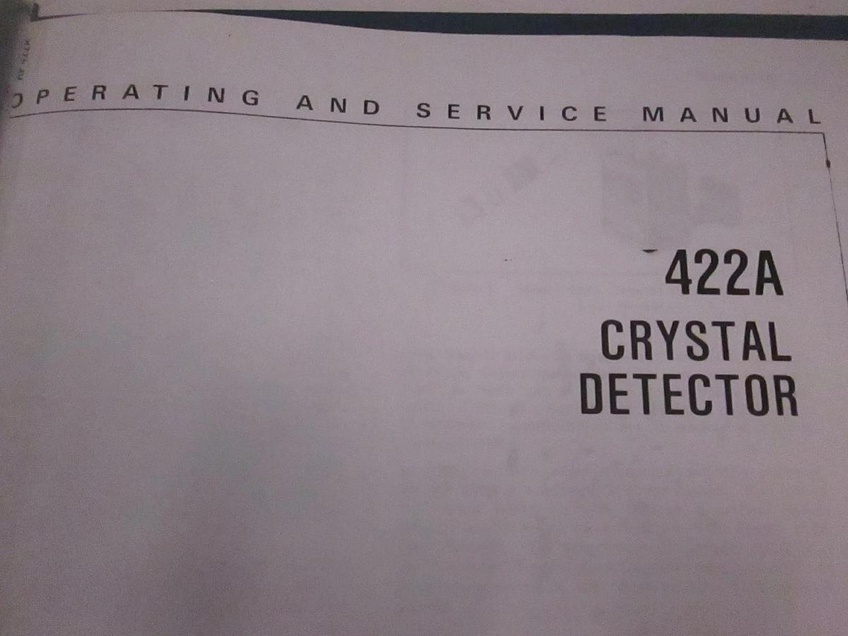 Used HP 422A Crystal Detector Operating and Service Manual, Used