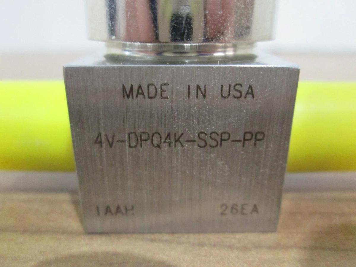 Used Parker, 4V-DPQ4K-SSP-PP, Stainless Steel Diaphragm Valve, Used