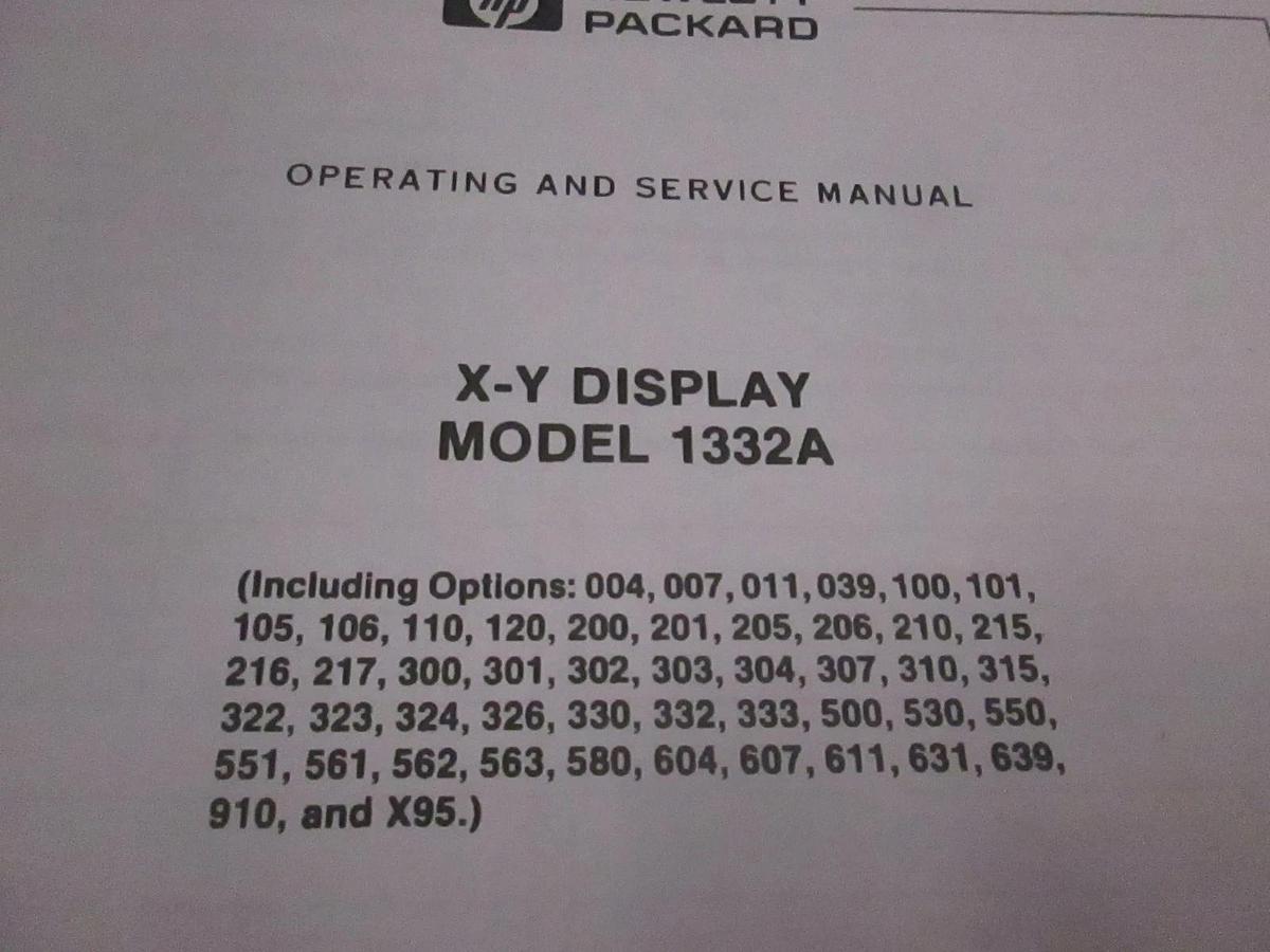 Used HP X-Y Display Model 1332A Operating and Service Manual, Used