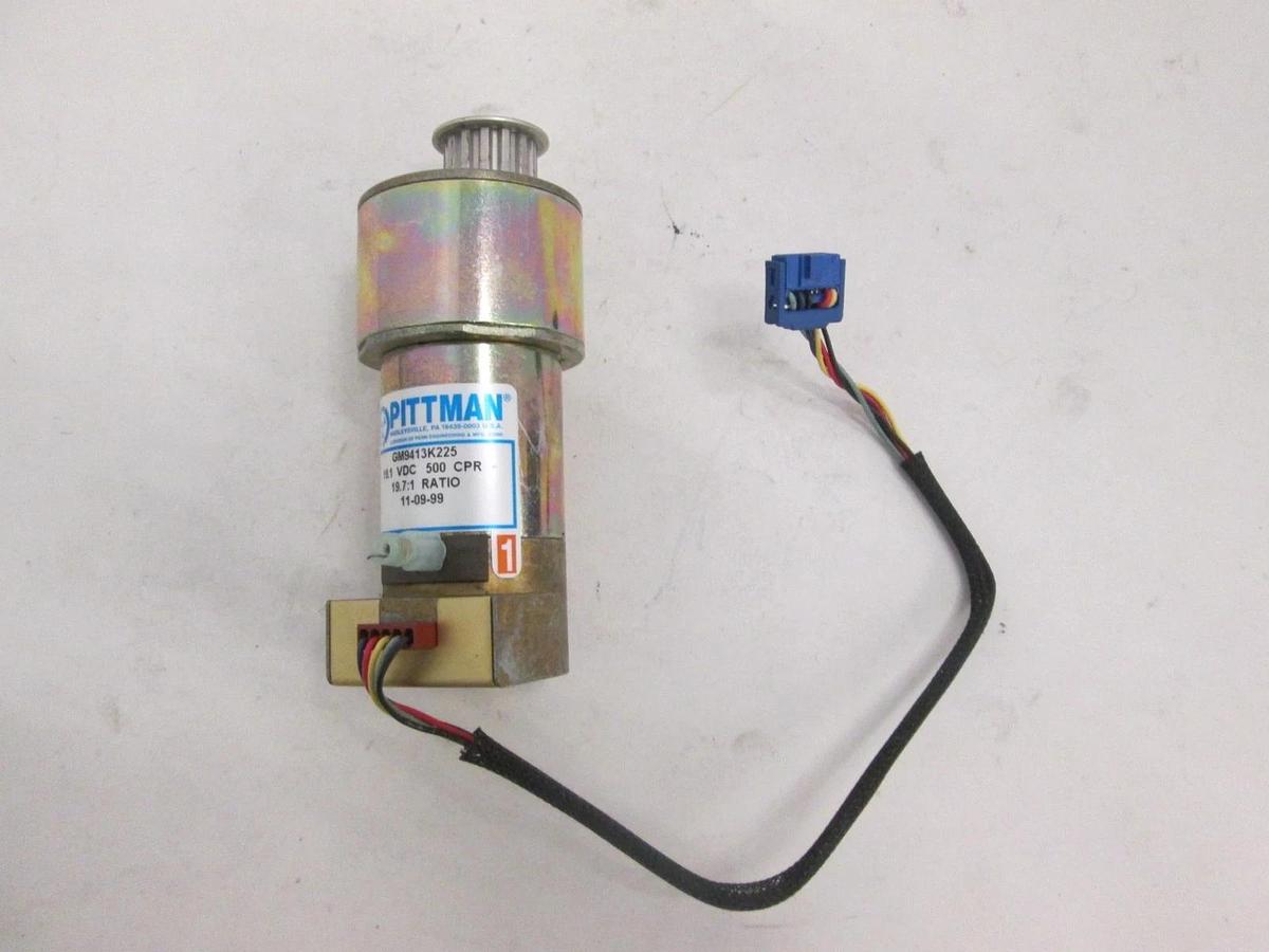 Used Pittman, Gear Motor, 19.7:1 Ratio, GM9413K225, w pulley, Bruce BDF 41 heavy Used
