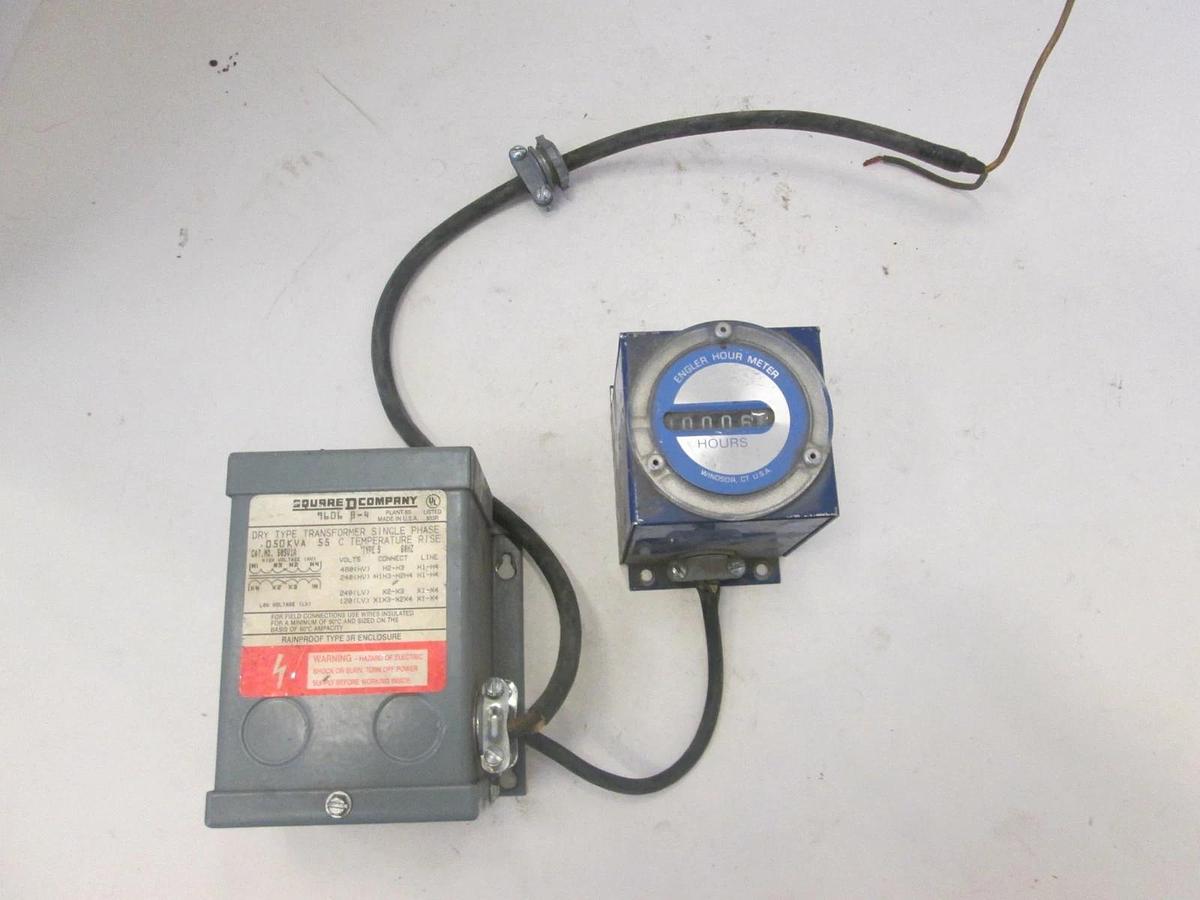 Used Square D, Type S, Single Phase Dry Transformer w/ Engler Hour Meter, Used