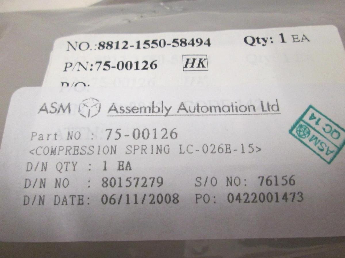 ASM, Compression Spring LC-026E-15, 75-00126, New