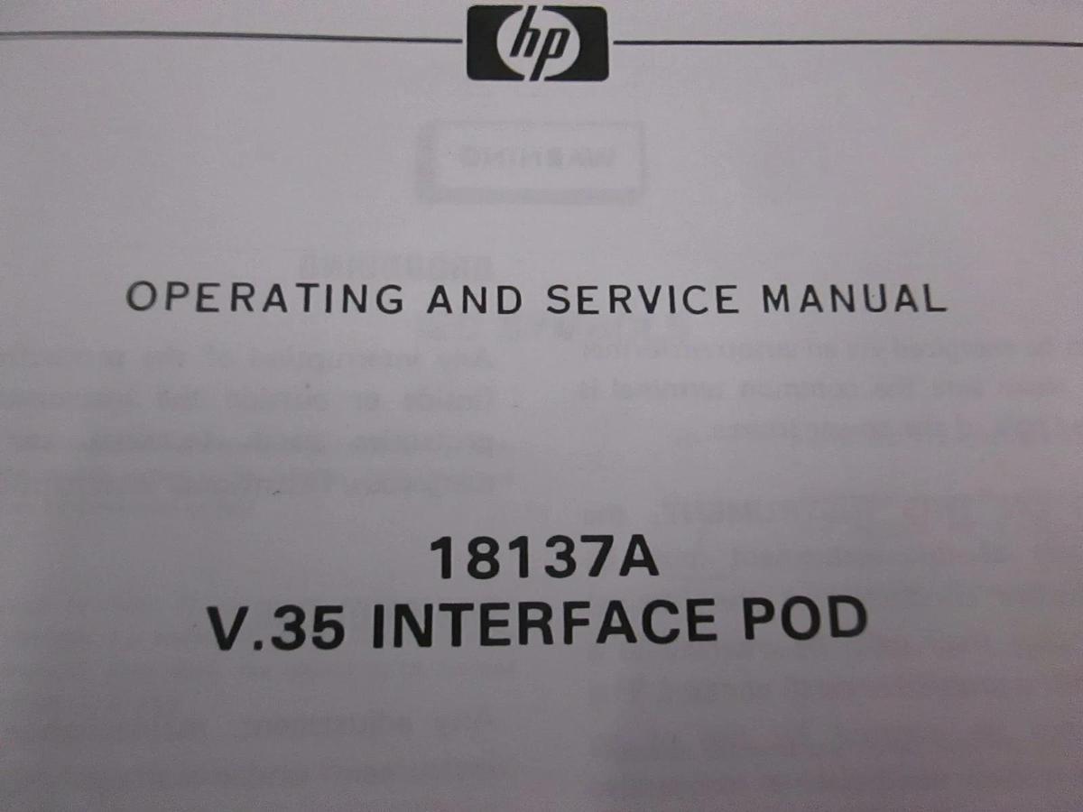Used HP 18137A V.35 Interface Pod Operating and Service Manual, Used
