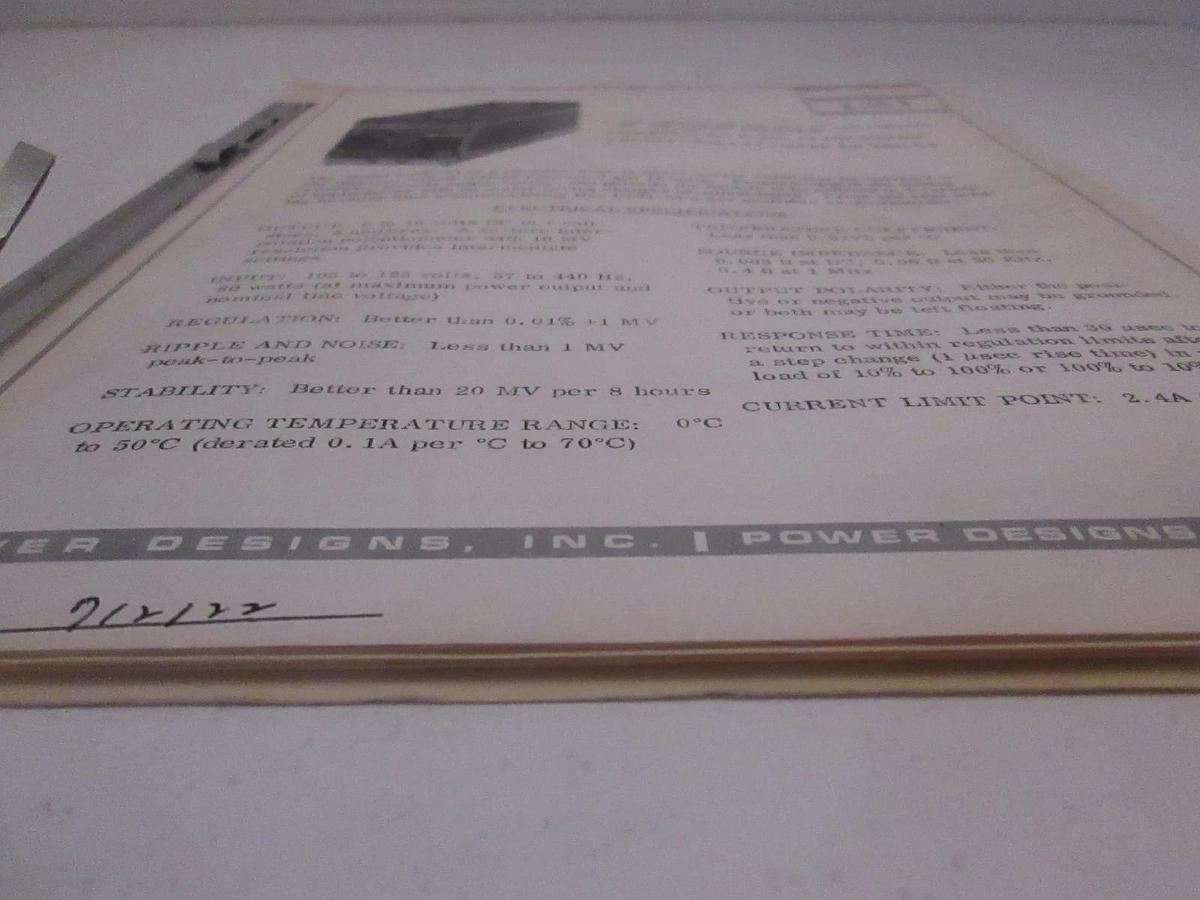 Used Power Designs Model UPM-33 Technical Data, Used