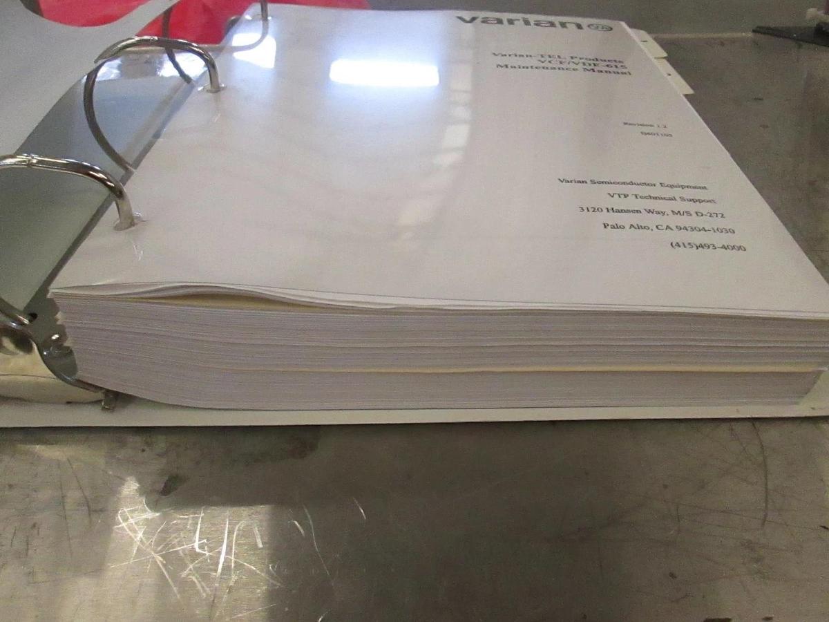 Used Varian-TEL VDF/VCF 615 Series Maintenance Manual, Used
