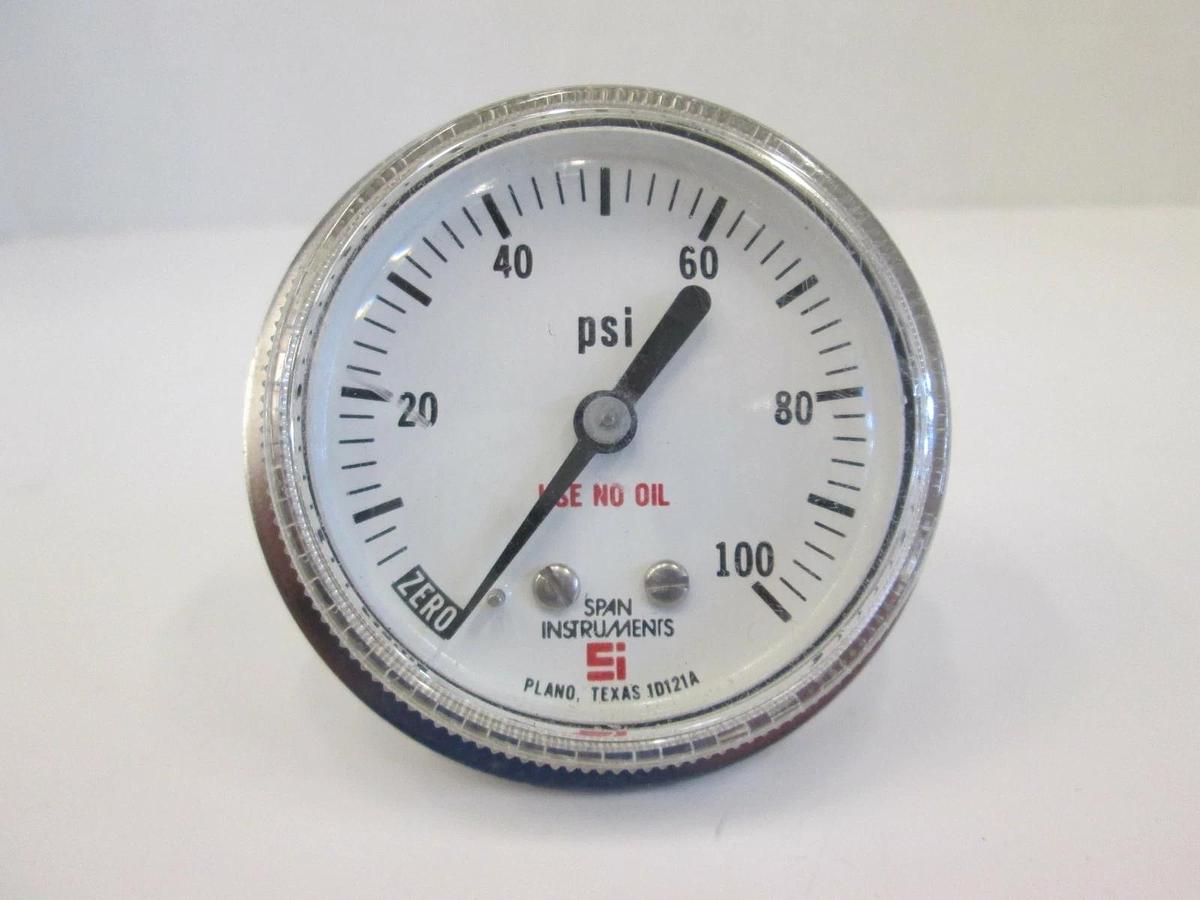 Used Span Pressure Gauge 0-100 psi, 1/4" MVCR, Used