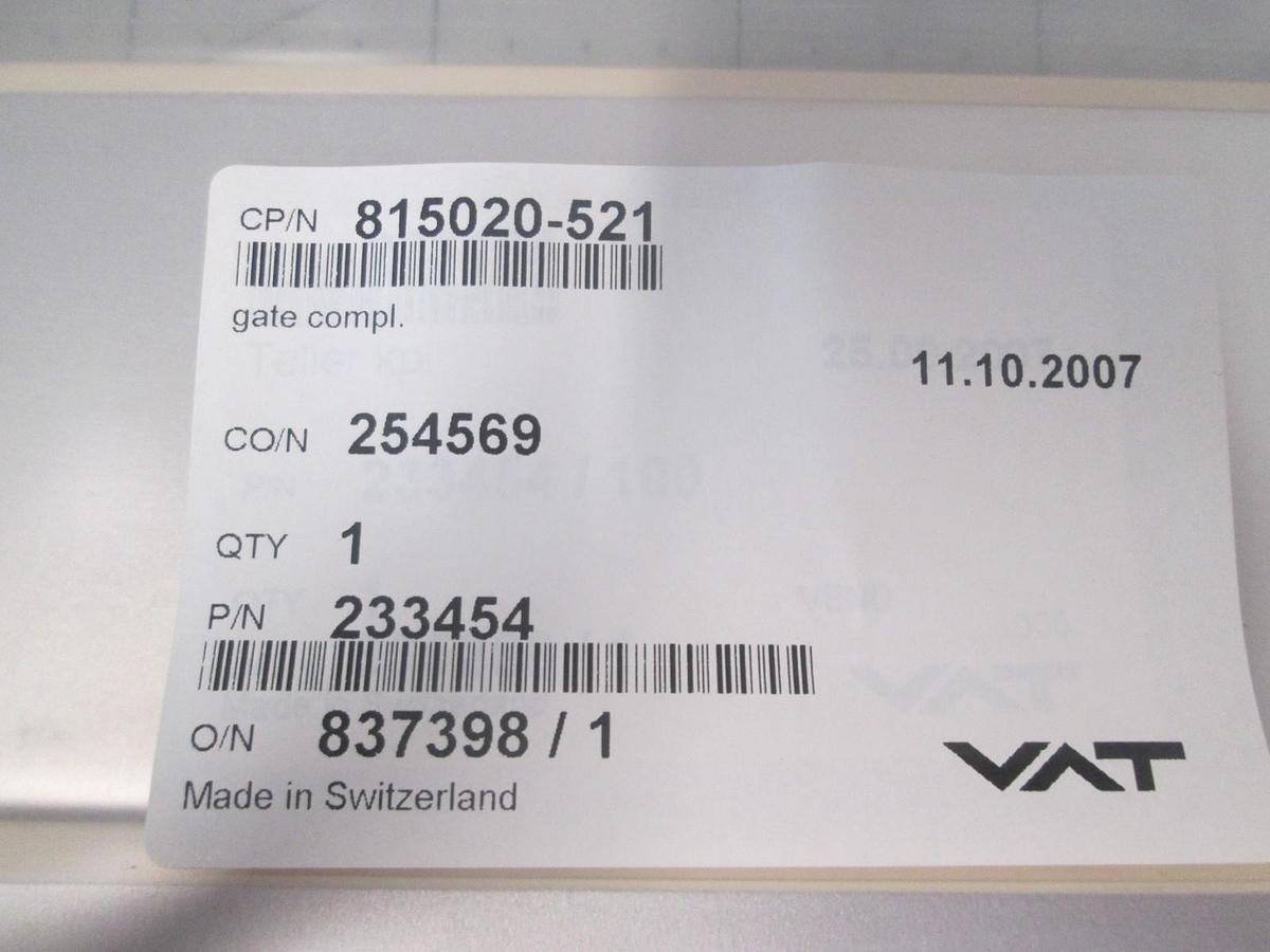 VAT Inc., 233454, Vacuum Valve Gate NI Plated AL, New