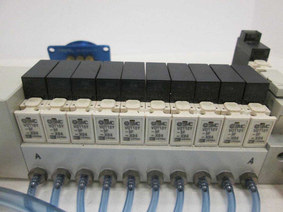Used SMC, VV3Q11-ULB970193-10 Valve Manifold Assy w/ ((10) VQ110Y-SF-X94, Used
