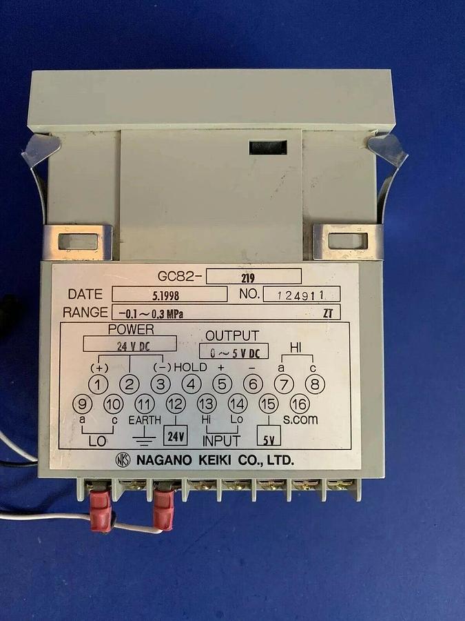 Used NAGANO KEIKI GC82-219 Digital Indicator, 24 VDC, -0.1 to 0.3 MPa, 0-5VDC