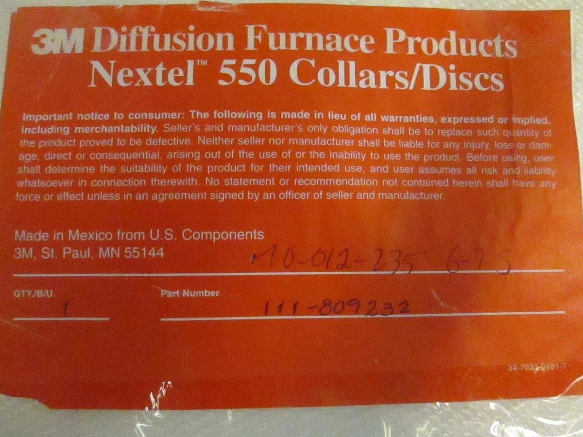 Used 3M Diffusion Furnace Products, Nextel 550 Ceramic Collars/Discs, 111-809232
