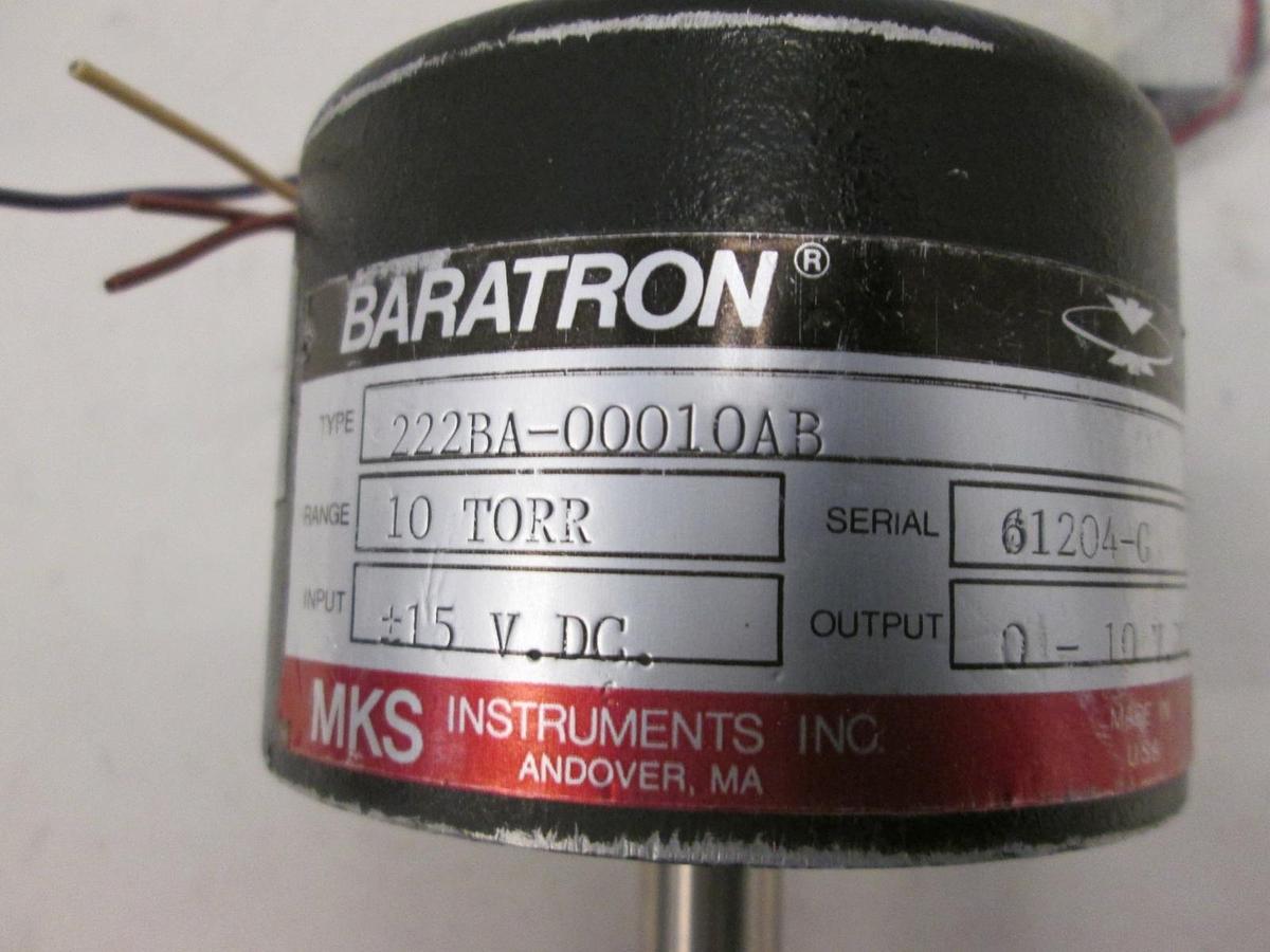 Used MKS, Baratron 10 Torr Pressure Transducer, 222BA-00010AB, Used