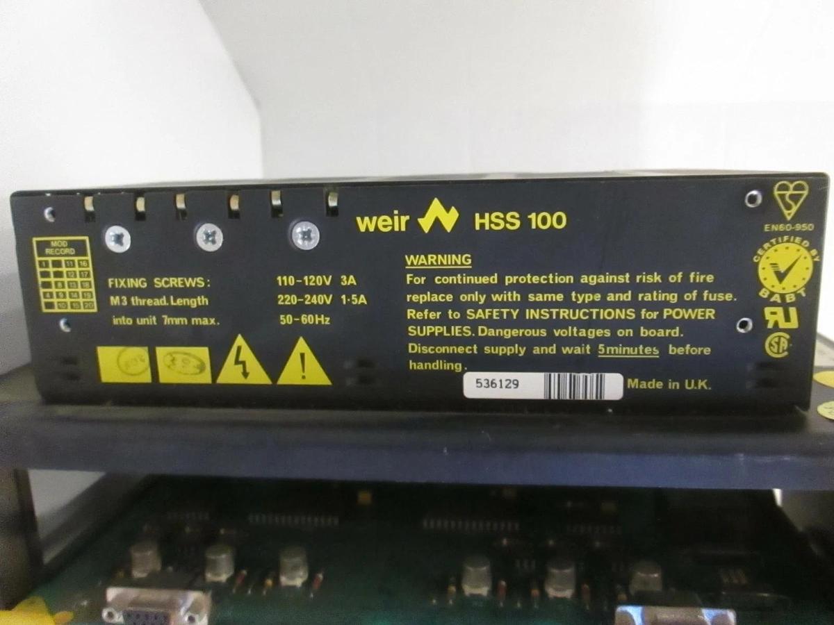 Used Semy Engineering PCB Mypro 1 Cage MYP 9010003, Weir HSS-100 Power Supply