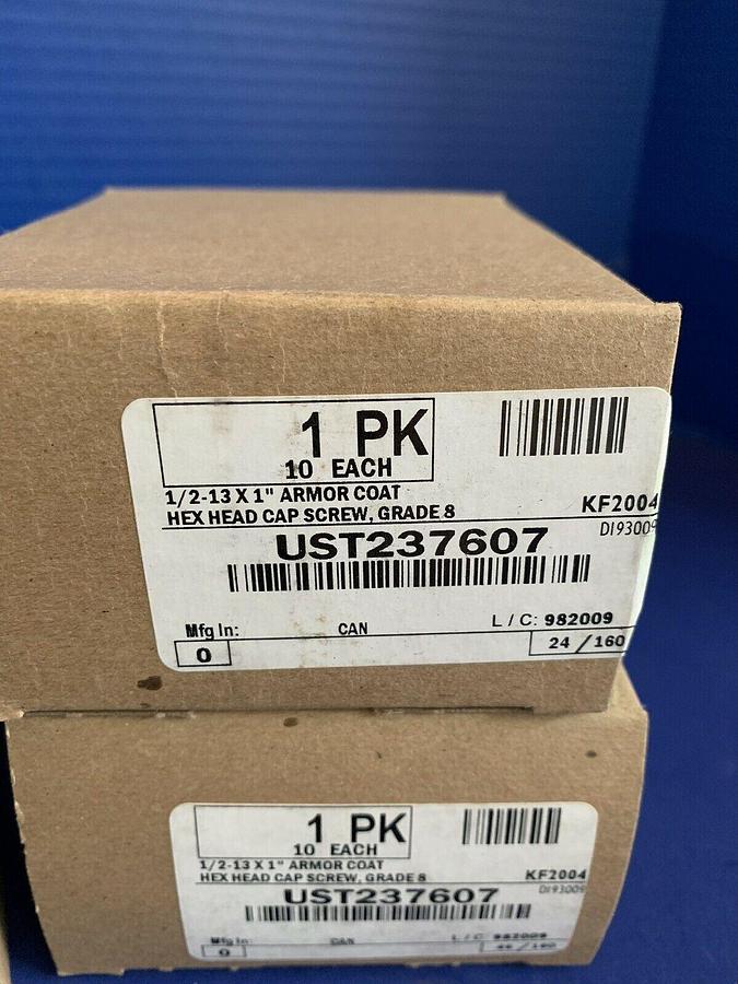 Hex Head Cap Screw UST237607 , 1/2"-13 x 1" Armor Coat Steel, Lot of 40 New
