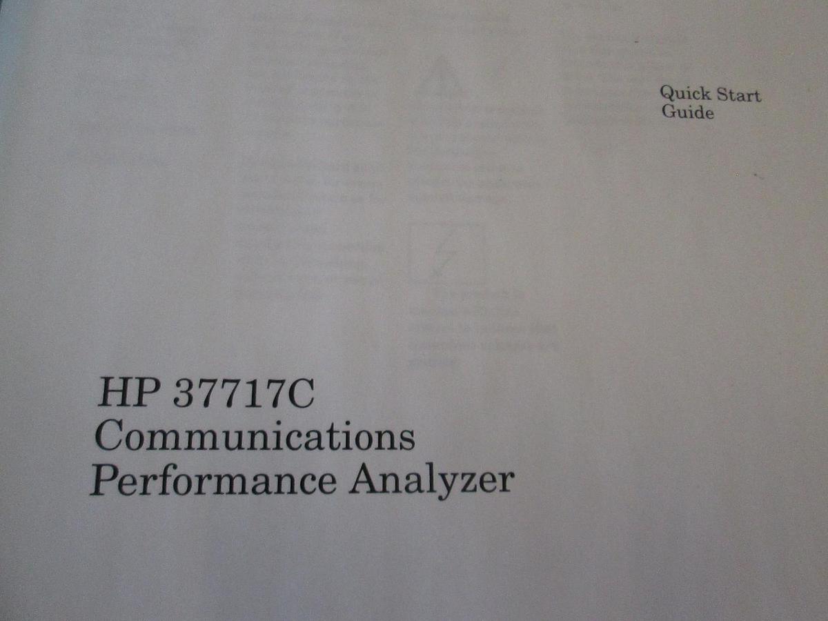 Used HP 37717C Communications Performance Analyzer Quick Start Guide, Used