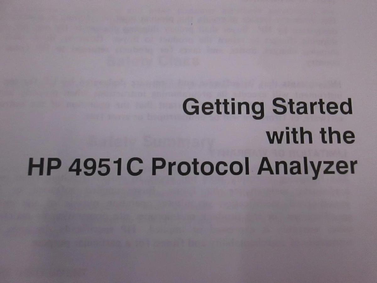 Used HP Getting Started with the 4951C Protocol Analyzer, Used