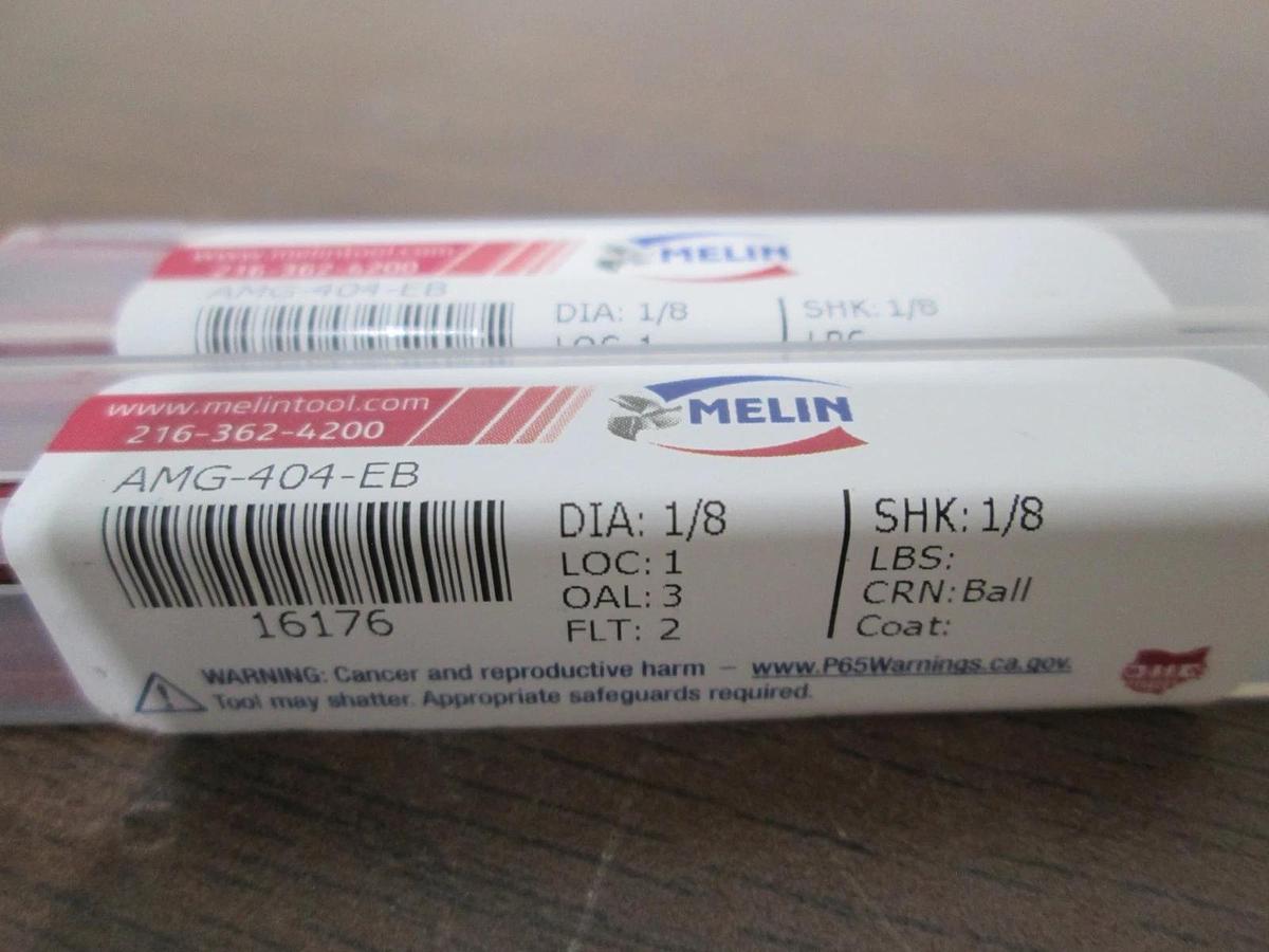 Melin, AMG-404-EB, Carbide Ball Drill, 1/8 Dia, New, Lot of 2