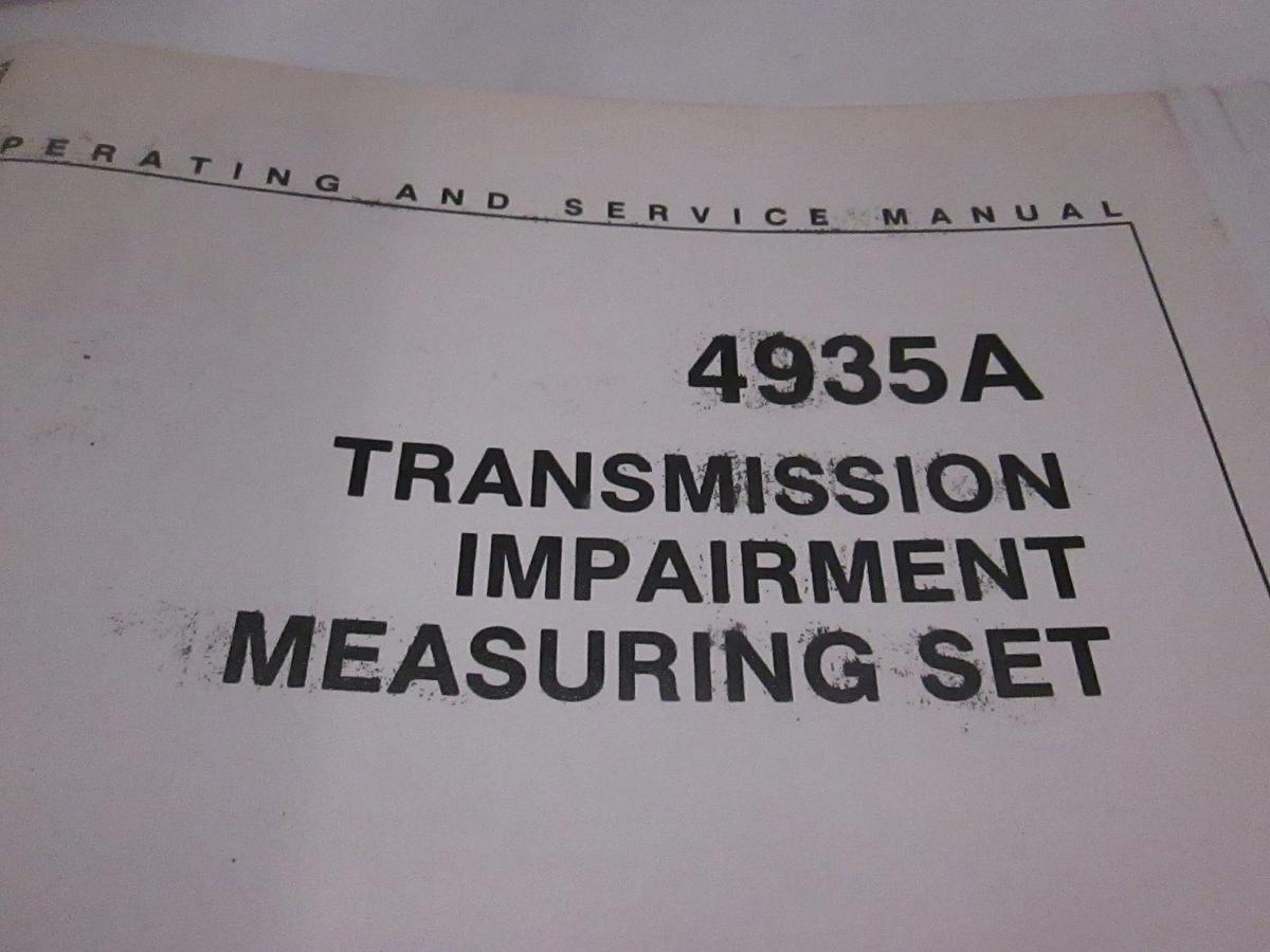 Used HP 4935A Transmission Impairment Measuring SetOperating and Service Manual, Used