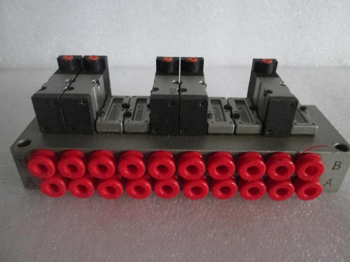 Used SMC, 10 Position Manifold Block Valve Assy w/ 5 Valves, Used