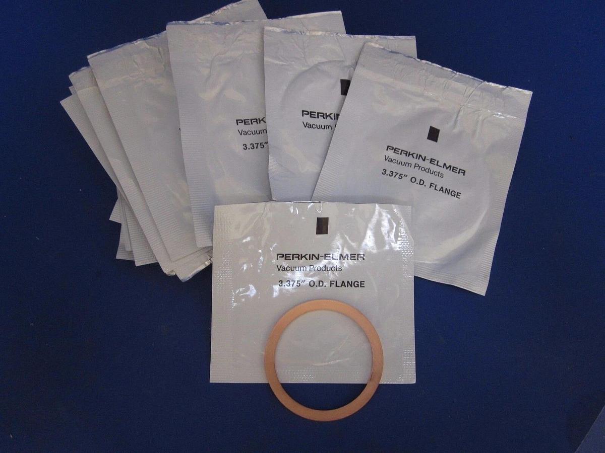 Used Perkin-Elmer Vacuum Products Copper Gasket for 3.375" Flange, NEW LOT of 10