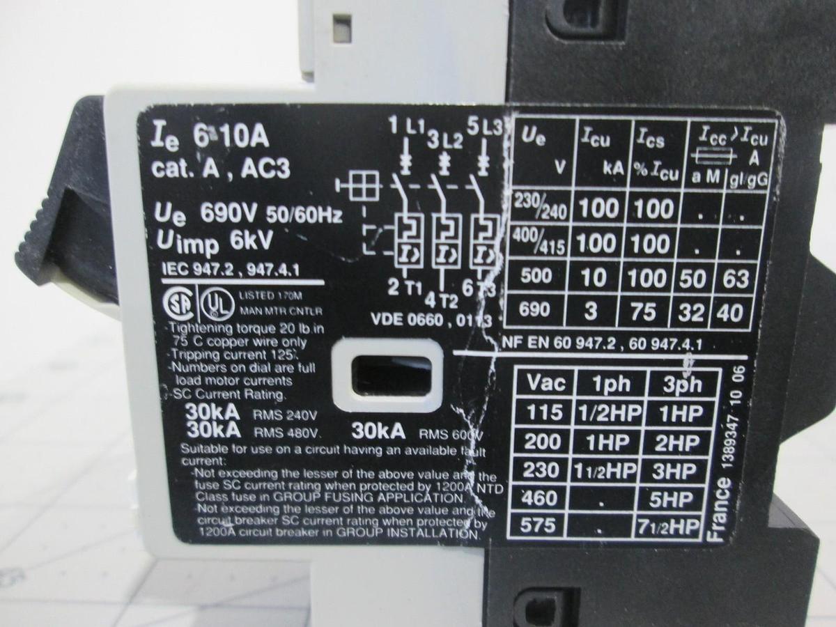 Used Telemecanique, GV2-M14, Manual Mode Starter Circuit, Used