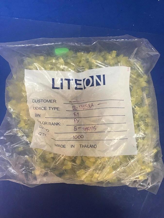 LITEON LTL-13258A Yellow LED Lamp, Lot of 1000 New