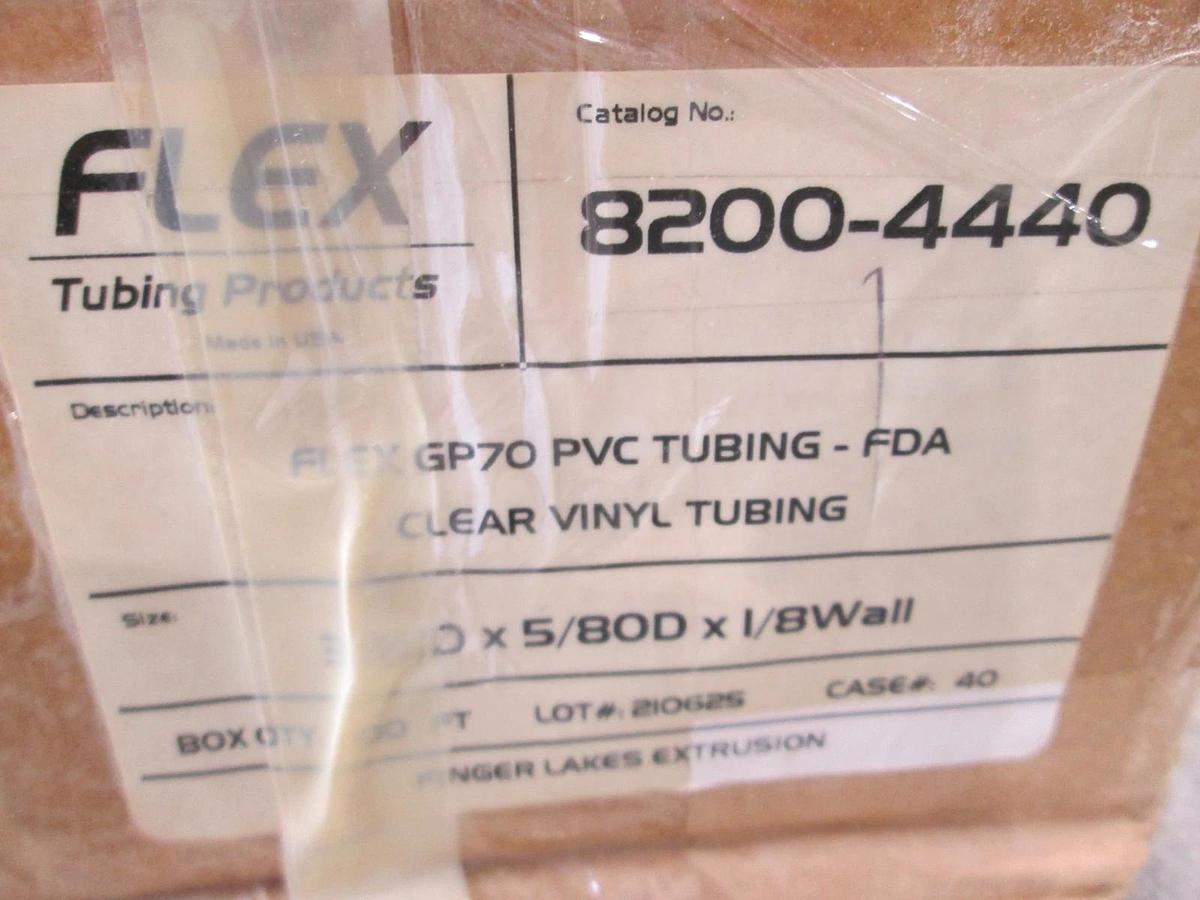 Flex Tubing, 8200-4440, FLEX GP70 PVC Tubing, 5/8OD x 1/8 Wall, New, 100'