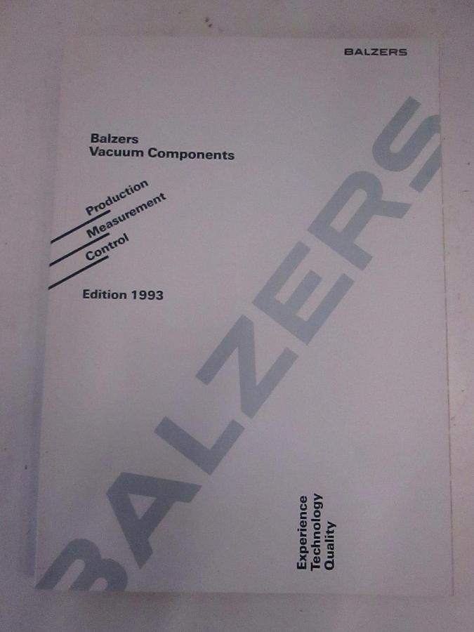 Used Balzers Vacuum Components Edition 1993, Used