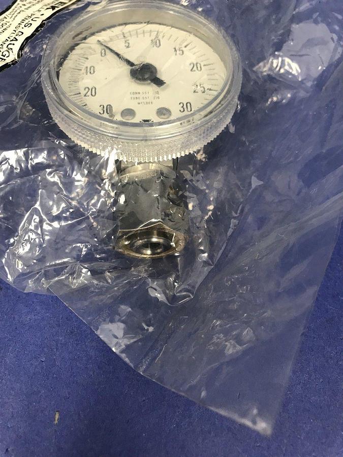 Ametek U.S. Gauge, Pressure Gauge, 30-0-30 psi, 1/4" FVCR, New
