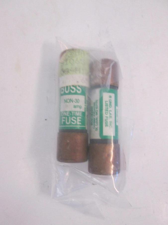 Used Bussmann Non 30 One Time Fuse, 30A, Lot of 2