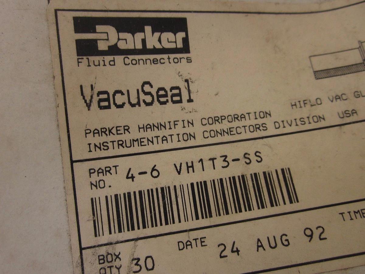 PARKER VacuSeal Gland Fitting 4-6 V1T3-SS, 6mm, Short Tube Butt Weld - LOT of 3