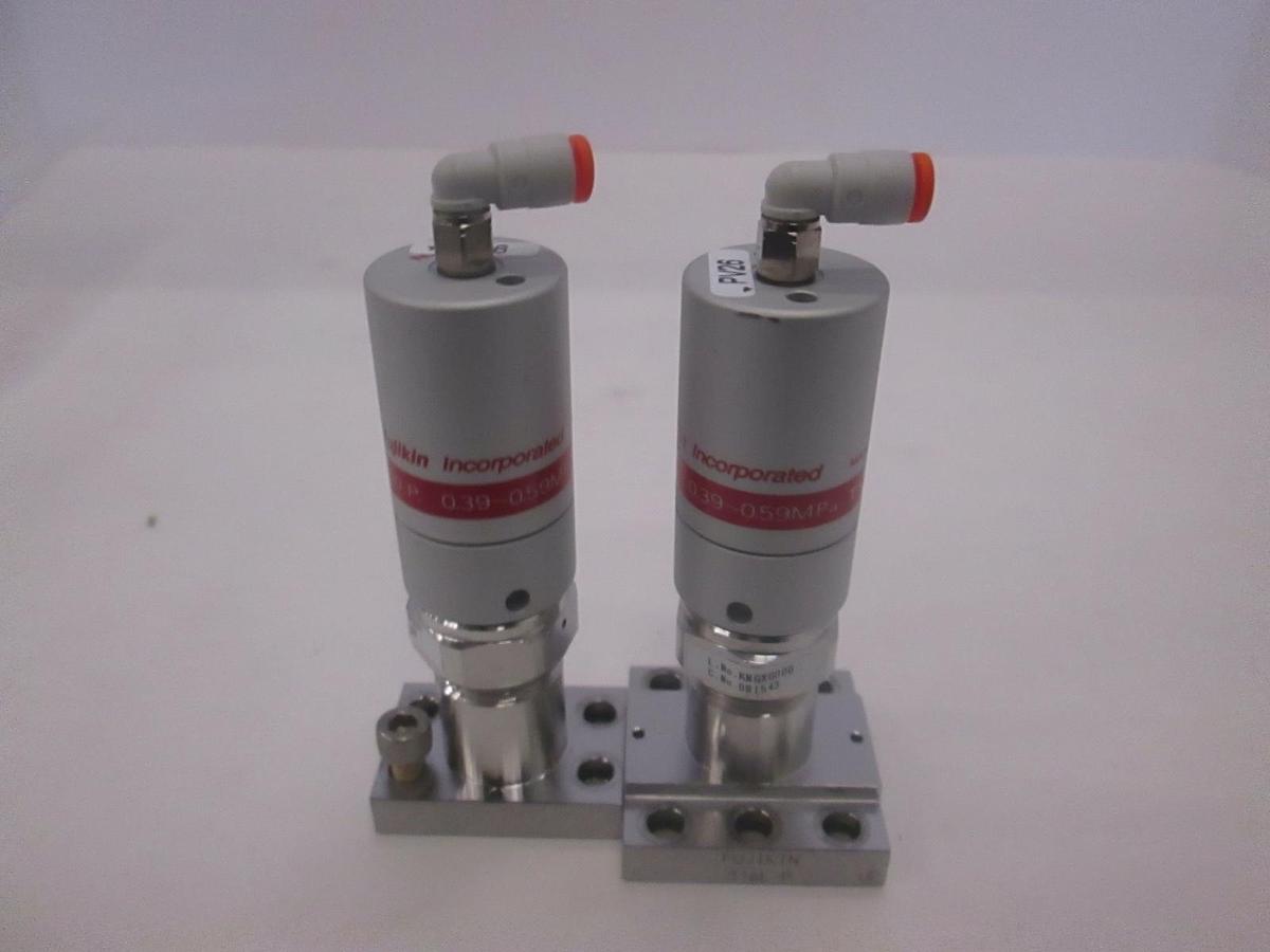 Used Fujikin, Type N.C. Valves, O.P 0.39-.59MPa, Used, Lot of 2