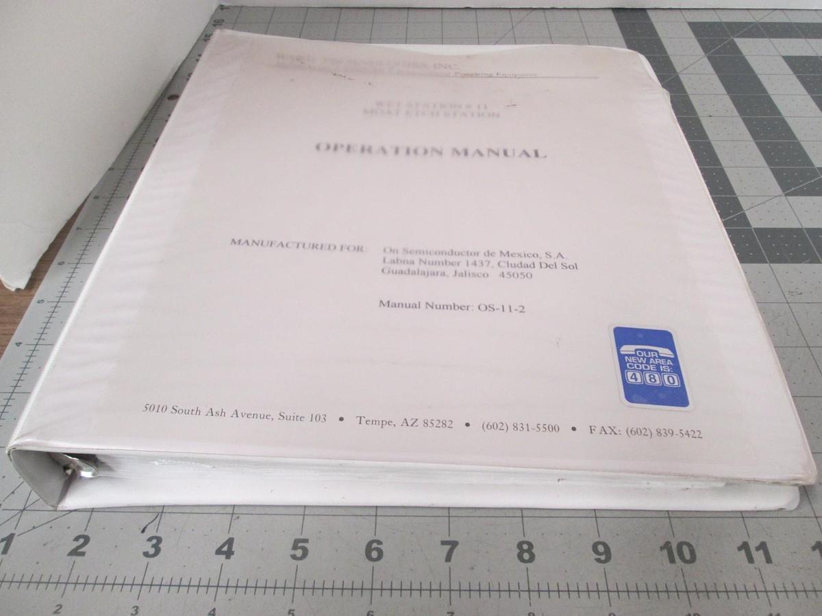 Used Ward Technologies, Wet Station #11 Moat Etch Station, Operation Manual, Used