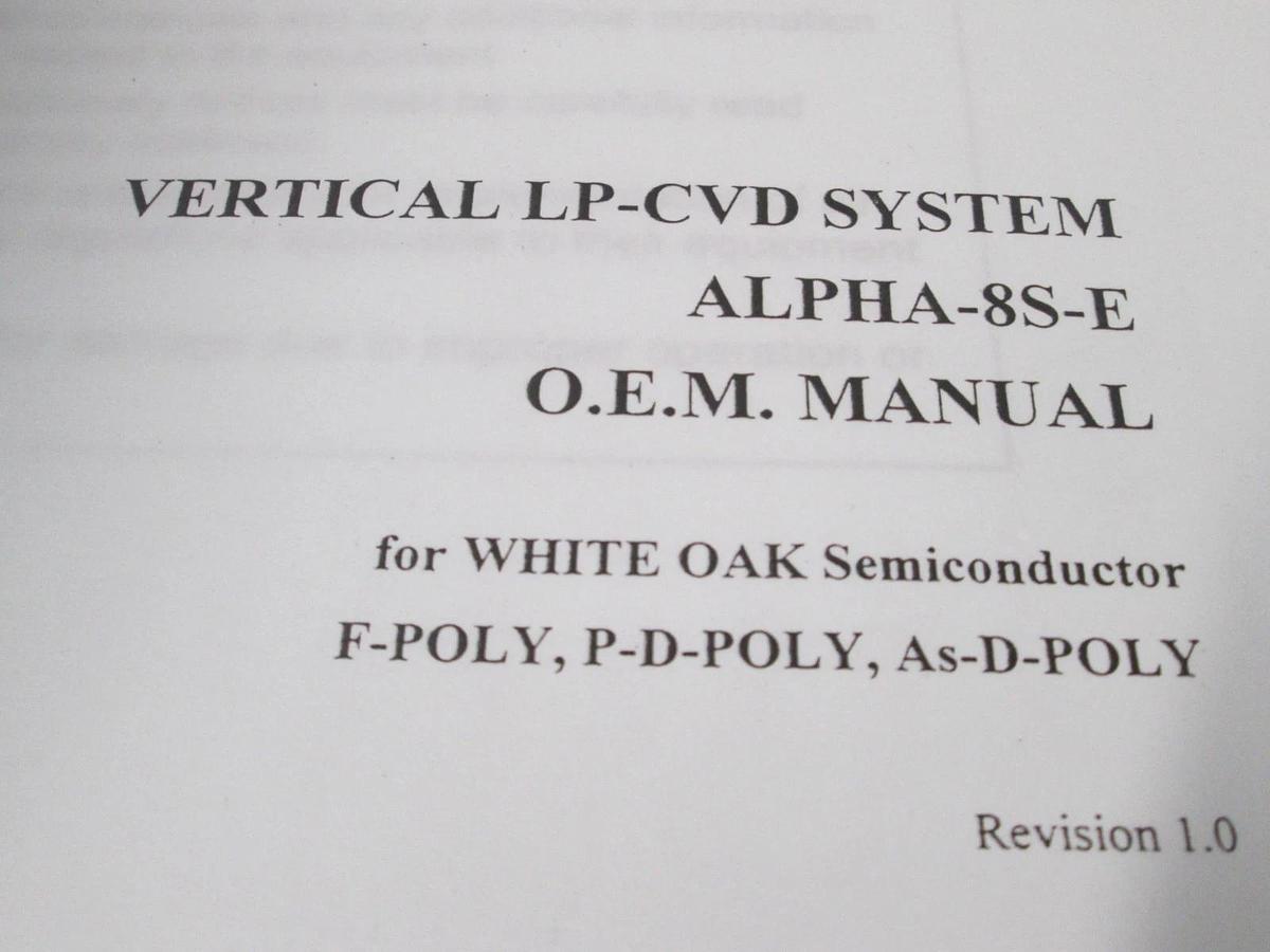Used TEL Tokyo, ALPHA-8S, O.EM. Manual, P-D-Poly, F- Poly, As-D-Poly, Used