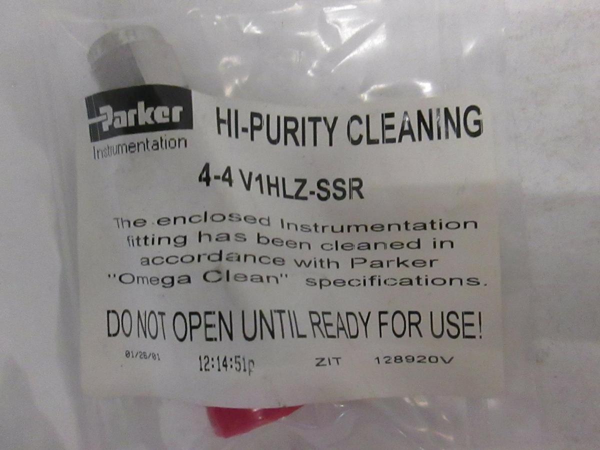 Parker Hi-Purity Cleaning, 4-4 V1HLZ-SSR, New